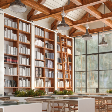 Blick in eine moderne Bibliothek